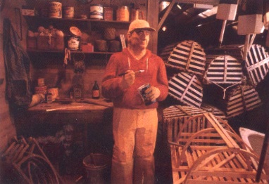 Lobsterman Painting Buoys by S. Lindsay